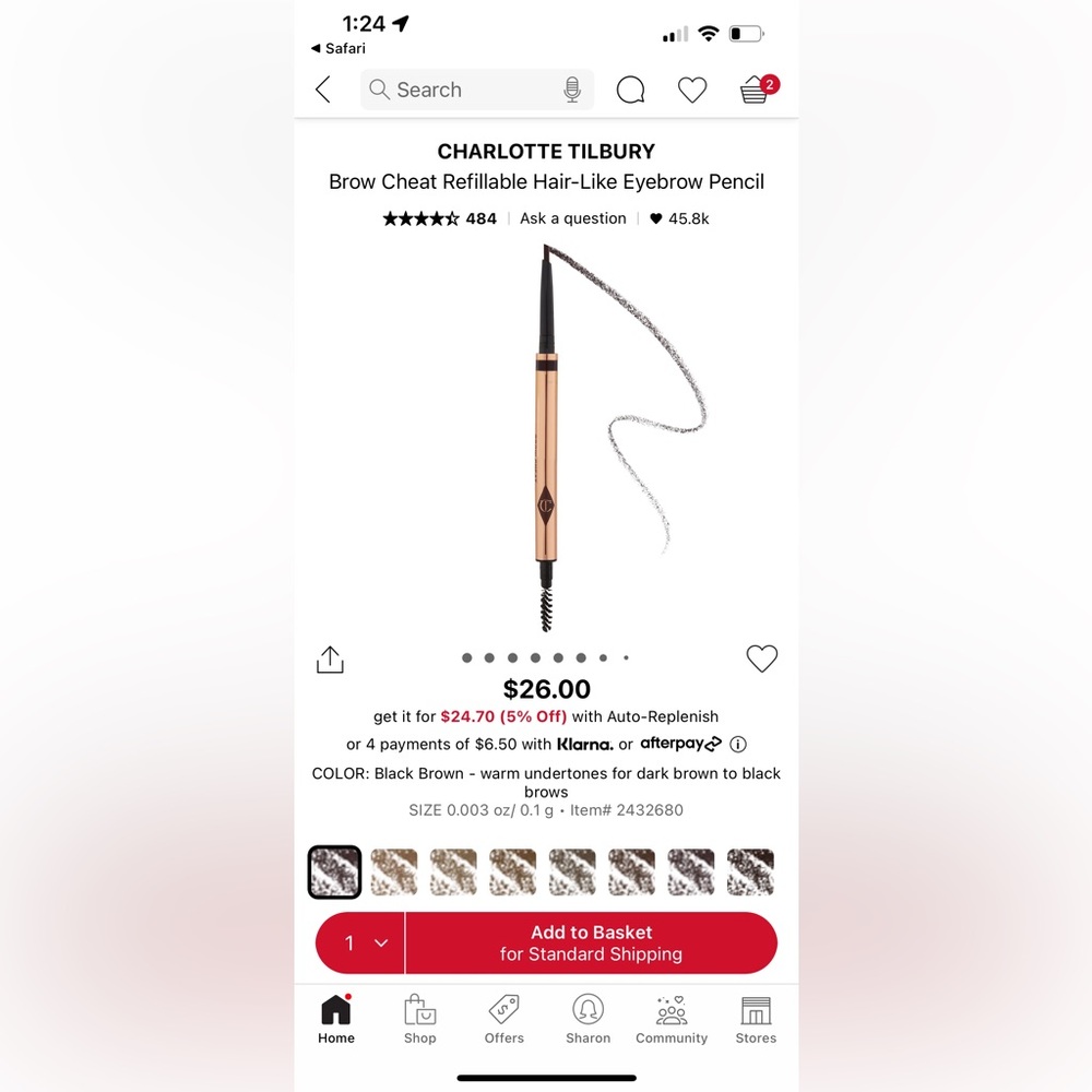 CHARLOTTE TILBURY
Brow Cheat Refillable Hair-Like Eyebrow Pencil- New*
